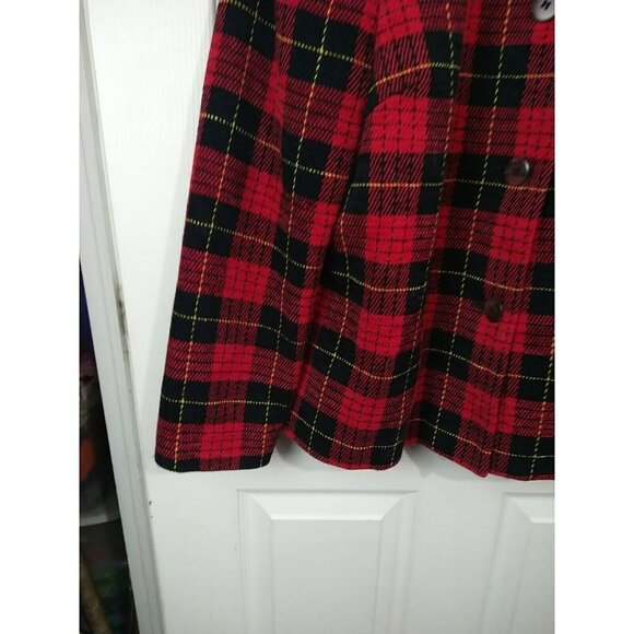 SAG Harbor Collared Front Button Red Plaid Jacket Size 14 - Picture 8 of 14
